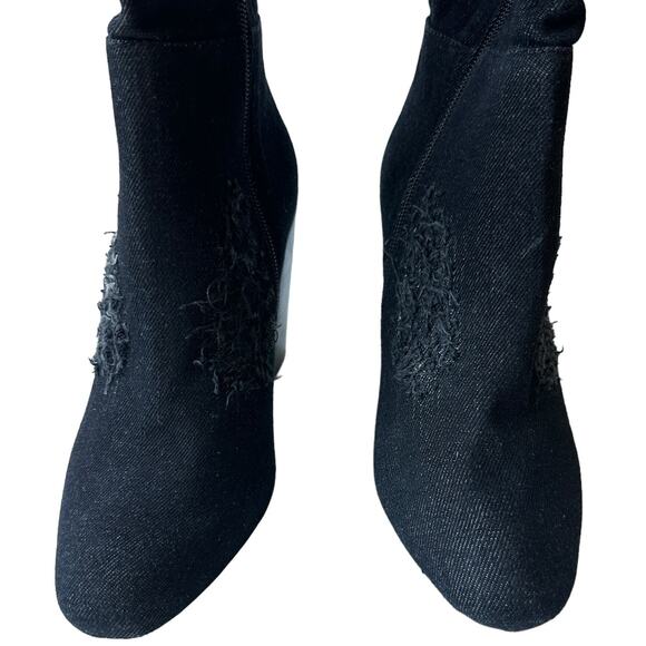 Jeffrey Campbell Boots LF JC Perouze Over the Knee Black Denim Women's Size 7 - Picture 4 of 11